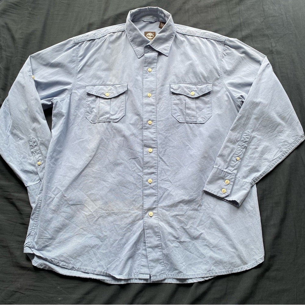 Timberland Light Blue Men's Long-Sleeve Button-Down Shirt